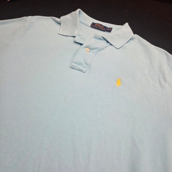 Polo Ralph Lauren Other - Polo Ralph Lauren Mens Light Blue Pique Cotton Polo Shirt Yellow Pony Size M